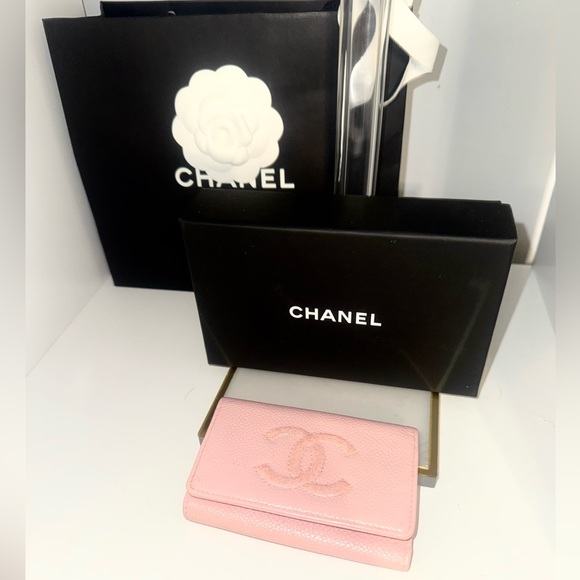 CHANEL Handbags - CHANEL Pink Key and Card Holder w/ Box, Dust Bag, and Bag. P